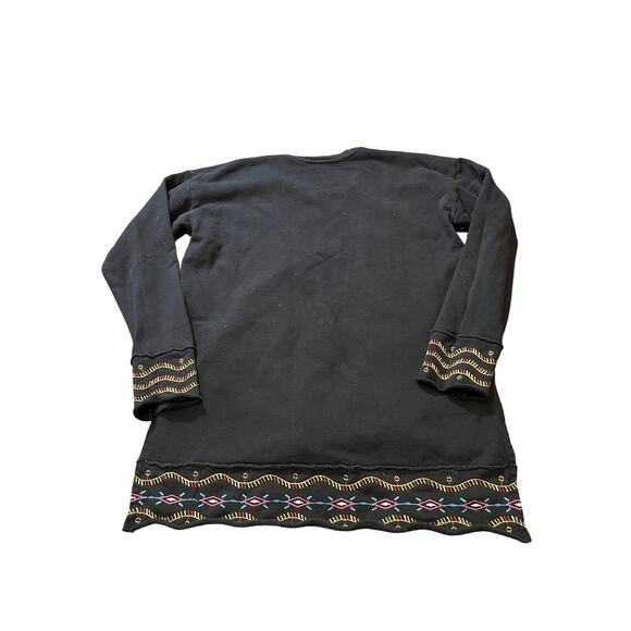 Johnny Was Kaira Hi-Lo Pullover Embroidered Peacock Sweatshirt Womens Size S - Picture 5 of 7